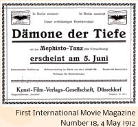 First International Movie Magazine  Number 18, 4 May 1912